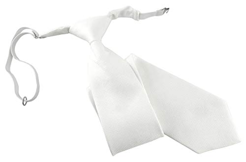 TigerTie Designer Security Sicherheits Krawatte Pique in weiss uni gemustert - vorgebunden mit Gummizug in weiß von TigerTie