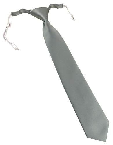 TigerTie Designer Security Sicherheits Krawatte in grau einfarbig Uni - vorgebunden mit Gummizug in weiß von TigerTie