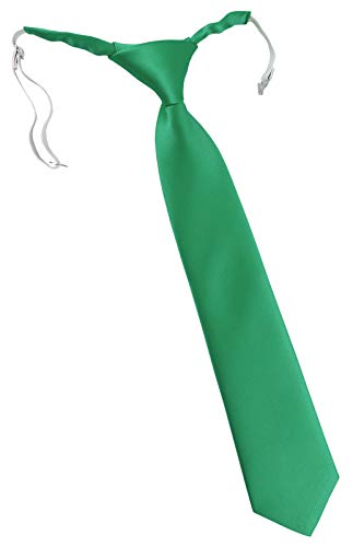 TigerTie Designer Security Sicherheits Krawatte in grün einfarbig Uni - vorgebunden mit Gummizug in weiß von TigerTie