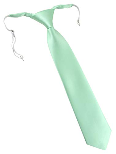 TigerTie Designer Security Sicherheits Krawatte in mint einfarbig Uni - vorgebunden mit Gummizug in weiß von TigerTie