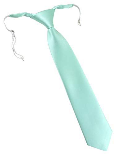 TigerTie Designer Security Sicherheits Krawatte in mint grün einfarbig Uni - vorgebunden mit Gummizug in weiß von TigerTie