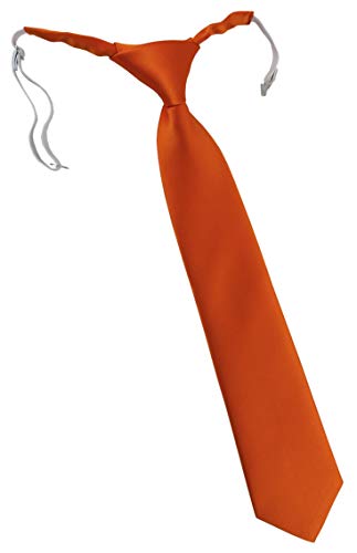 TigerTie Designer Security Sicherheits Krawatte in orange einfarbig Uni - vorgebunden mit Gummizug in weiß von TigerTie