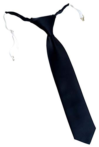 TigerTie Designer Security Sicherheits Krawatte in schwarz einfarbig Uni - vorgebunden mit Gummizug in weiß von TigerTie