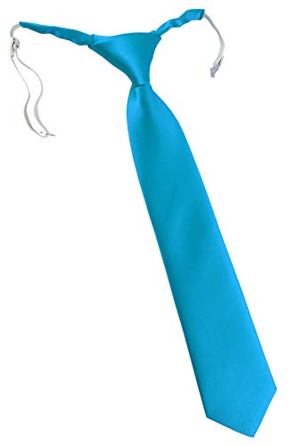 TigerTie Designer Security Sicherheits Krawatte in türkisblau einfarbig Uni - vorgebunden mit Gummizug in weiß von TigerTie