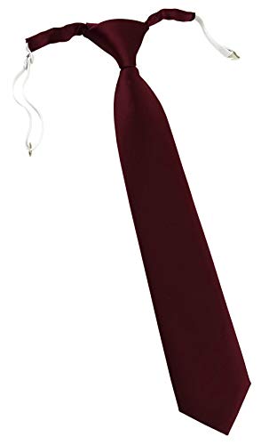 TigerTie Designer Security Sicherheits Krawatte in weinrot einfarbig Uni - vorgebunden mit Gummizug in weiß von TigerTie