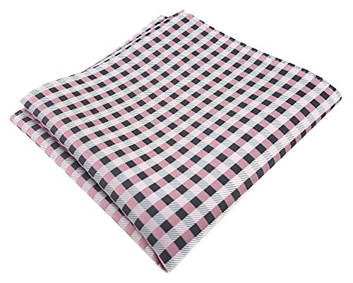 TigerTie Designer Seideneinstecktuch in rosa anthrazit weiß kariert - Stecktuch 100% Seide von TigerTie