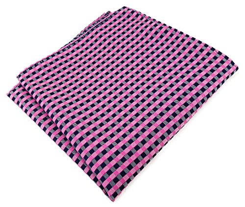 TigerTie Designer Seideneinstecktuch in rosa pink grau royal kariert - Stecktuch 100% Seide von TigerTie