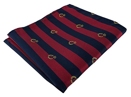 TigerTie Designer Seideneinstecktuch in rot blau royal gold gestreift - Wappenmuster - Einstecktuch 100% Seide von TigerTie