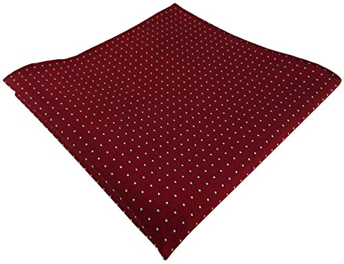 TigerTie Designer Seideneinstecktuch in rot bordeaux silber gepunktet - Einstecktuch 100% Seide - Größe 30 x 30 cm von TigerTie