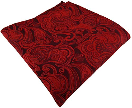 TigerTie Designer Seideneinstecktuch in rot signalrot bordeaux Paisley gemustert von TigerTie