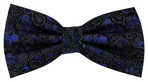 TigerTie Designer Seidenfliege blau anthrazit schwarz gemustert Ornamente - Fliege Seide Silk von TigerTie