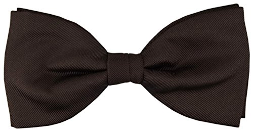 TigerTie Designer Seidenfliege in dunkelbraun einfarbig mit schräger feiner Rippe - Fliege 100% pure Seide + Aufbewahrungsbox von TigerTie