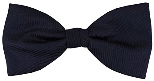 TigerTie Designer Seidenfliege in marine schwarzblau einfarbig mit schräger feiner Rippe - Fliege 100% pure Seide + Aufbewahrungsbox von TigerTie