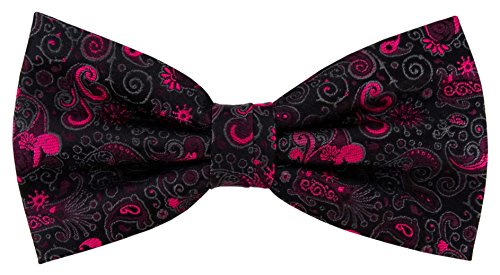 TigerTie Designer Seidenfliege magenta anthrazit schwarz gemustert Ornamente - Fliege Seide Silk von TigerTie