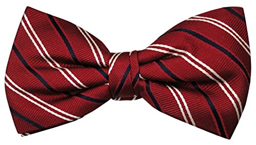 TigerTie Designer Seidenfliege rot blau creme gestreift - Fliege Seide Spitzenqualität von TigerTie