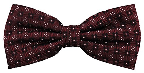 TigerTie Designer Seidenfliege rot bordeaux silber schwarz gemustert - Fliege Seide von TigerTie