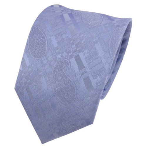 TigerTie Designer Seidenkrawatte blau hellblau babyblau gemustert - Krawatte Seide von TigerTie