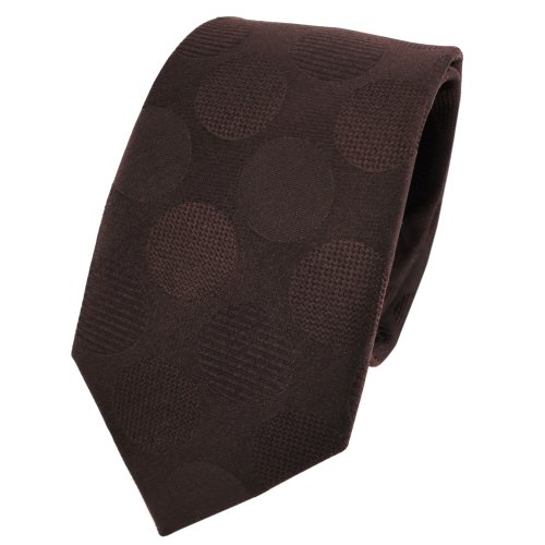 TigerTie Designer Seidenkrawatte braun dunkelbraun gepunktet - Krawatte Seide Silk von TigerTie