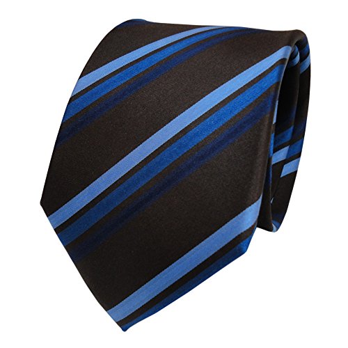 TigerTie Designer Seidenkrawatte in blau braun schwarzbraun gestreift TigerTie Designer Seidenkrawatte in blau braun schwarzbraun gestreift von TigerTie