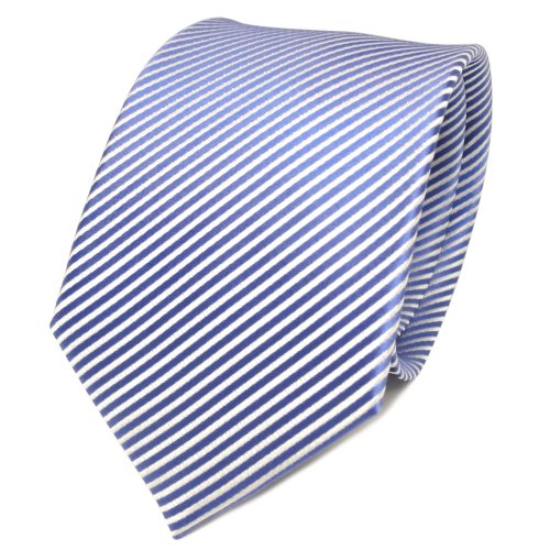 TigerTie Designer Seidenkrawatte in blau fernblau weiß gestreift von TigerTie