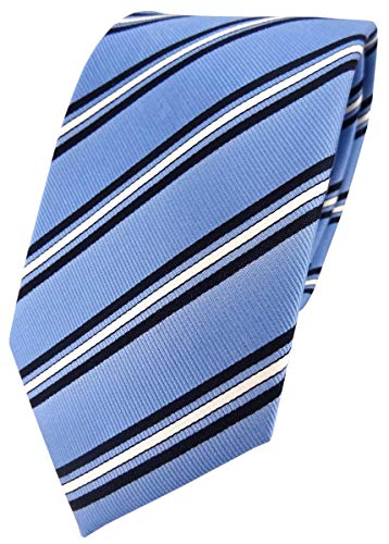 TigerTie Designer Seidenkrawatte in blau hellblau weiss gestreift von TigerTie