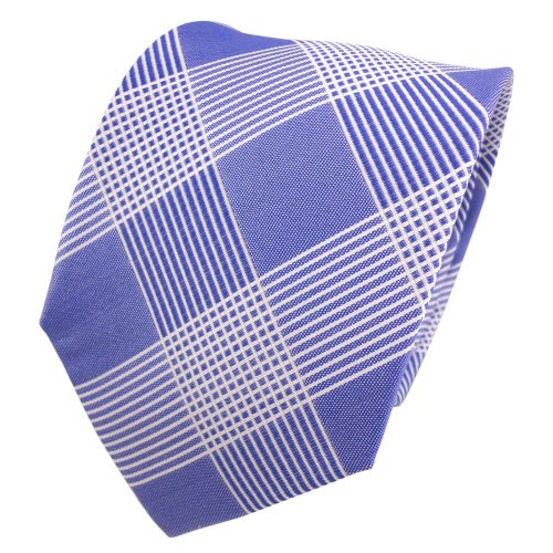 TigerTie Designer Seidenkrawatte in blau hellblau weiß kariert von TigerTie