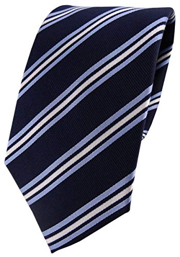 TigerTie Designer Seidenkrawatte in blau marine dunkelblau weißsilber gestreift von TigerTie
