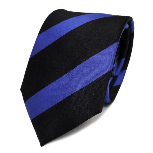 TigerTie Designer Seidenkrawatte in blau schwarz schwarzblau gestreift von TigerTie