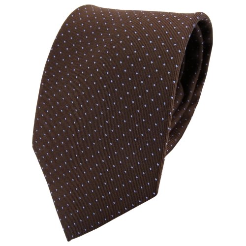 TigerTie Designer Seidenkrawatte in braun blau hellblau gepunktet von TigerTie