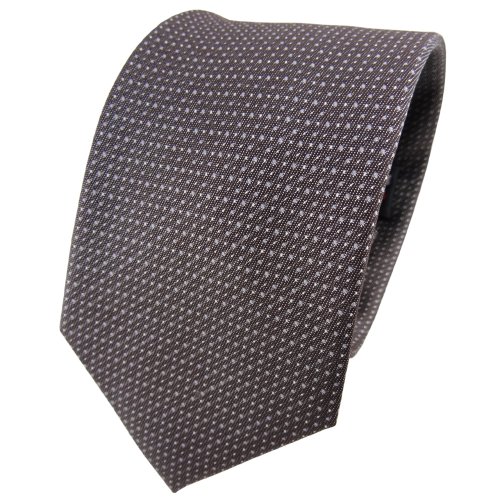 TigerTie Designer Seidenkrawatte in braun dunkelbraun silber grau gepunktet von TigerTie