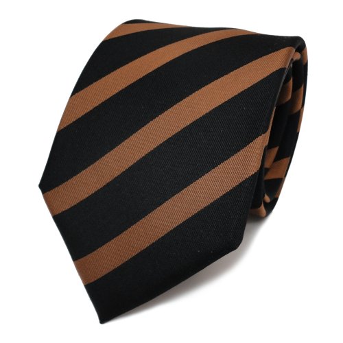 TigerTie Designer Seidenkrawatte in braun orangebraun schwarz gestreift von TigerTie