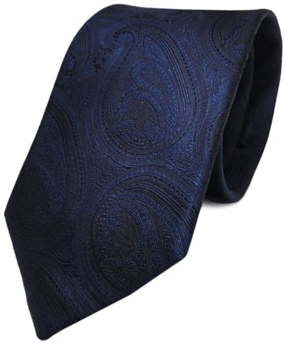 TigerTie - Designer Seidenkrawatte in dunkelblau marin schwarz paisley - Krawatte 100% Seide von TigerTie