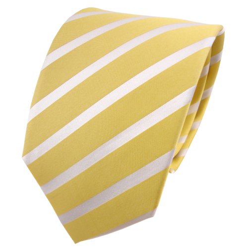 TigerTie Designer Seidenkrawatte in gelb blassgelb weiß gestreift von TigerTie