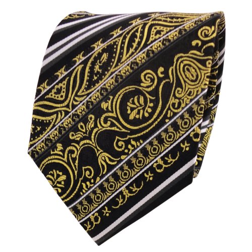 TigerTie Designer Seidenkrawatte in gold silber schwarz gestreift TigerTie Designer Seidenkrawatte in gold silber schwarz gestreift von TigerTie
