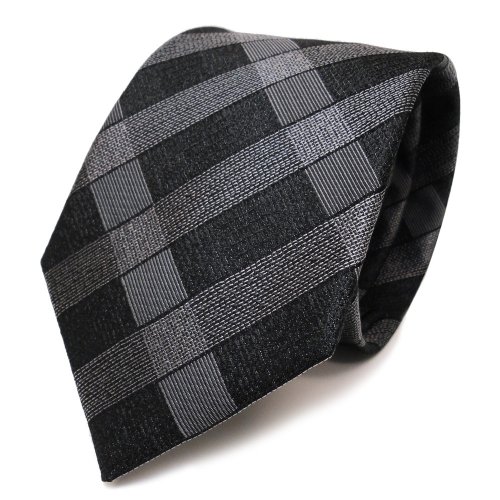TigerTie Designer Seidenkrawatte in grau anthrazit schwarz kariert von TigerTie