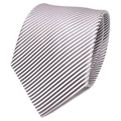 TigerTie Designer Seidenkrawatte in grau silber gestreift von TigerTie