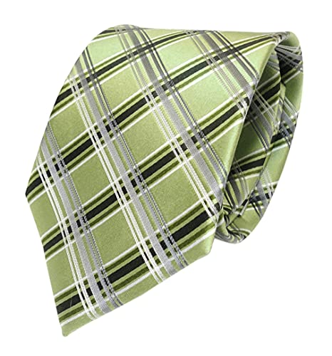 TigerTie Designer Seidenkrawatte in grün hellgrün anthrazit silber kariert von TigerTie