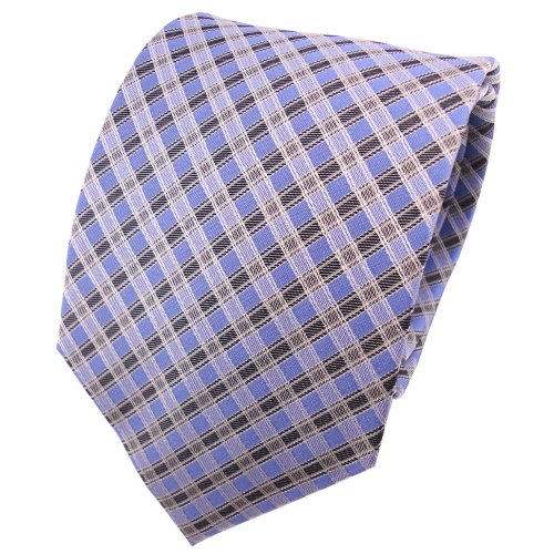TigerTie Designer Seidenkrawatte in hellblau blau silber kariert von TigerTie