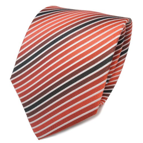 TigerTie Designer Seidenkrawatte in orange anthrazit weiß gestreift von TigerTie