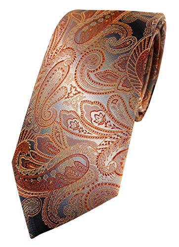 TigerTie Designer Seidenkrawatte in orange rot anthrazit grau Paisley gemustert TigerTie Designer Seidenkrawatte in orange rot anthrazit grau Paisley gemustert von TigerTie