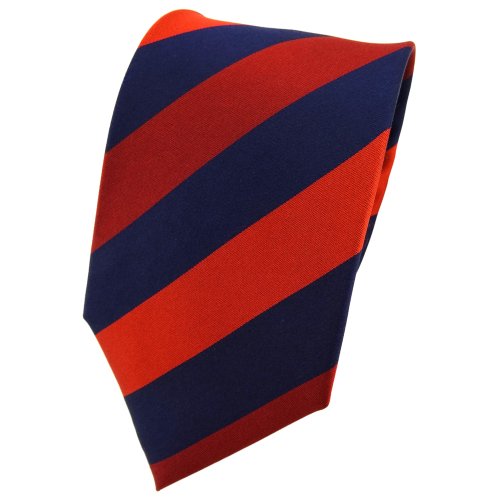 TigerTie Designer Seidenkrawatte in orange rotorange dunkelblau gestreift von TigerTie