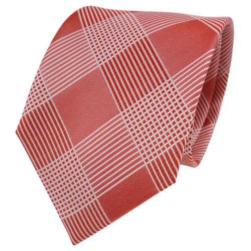 TigerTie Designer Seidenkrawatte in orange weiß kariert von TigerTie