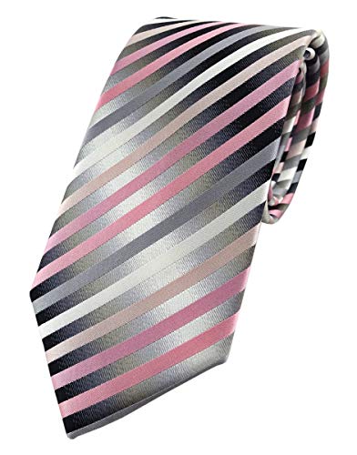 TigerTie Designer Seidenkrawatte in rosa anthrazit silber gestreift TigerTie Designer Seidenkrawatte in rosa anthrazit silber gestreift von TigerTie