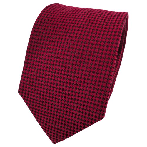 TigerTie Designer Seidenkrawatte in rot karminrot dunkelrot schwarz gepunktet von TigerTie