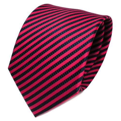 TigerTie Designer Seidenkrawatte in rot karminrot royal gestreift von TigerTie