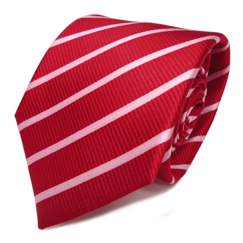 TigerTie Designer Seidenkrawatte in rot rosa gestreift von TigerTie