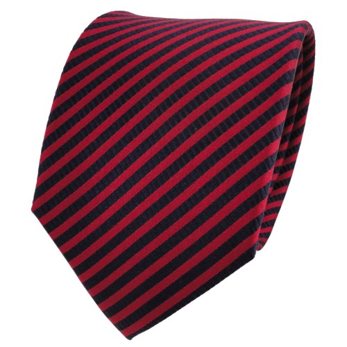 TigerTie Designer Seidenkrawatte in rot royal karminrot gestreift von TigerTie