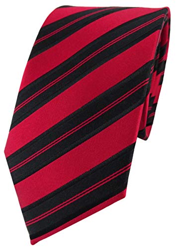 TigerTie Designer Seidenkrawatte in rot schwarz blutrot gestreift von TigerTie