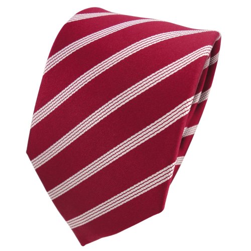 TigerTie Designer Seidenkrawatte in rot signalrot silber gestreift von TigerTie