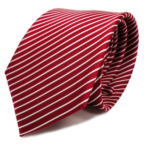 TigerTie Designer Seidenkrawatte in rot signalrot weiss silber gestreift TigerTie Designer Seidenkrawatte in rot signalrot weiss silber gestreift von TigerTie